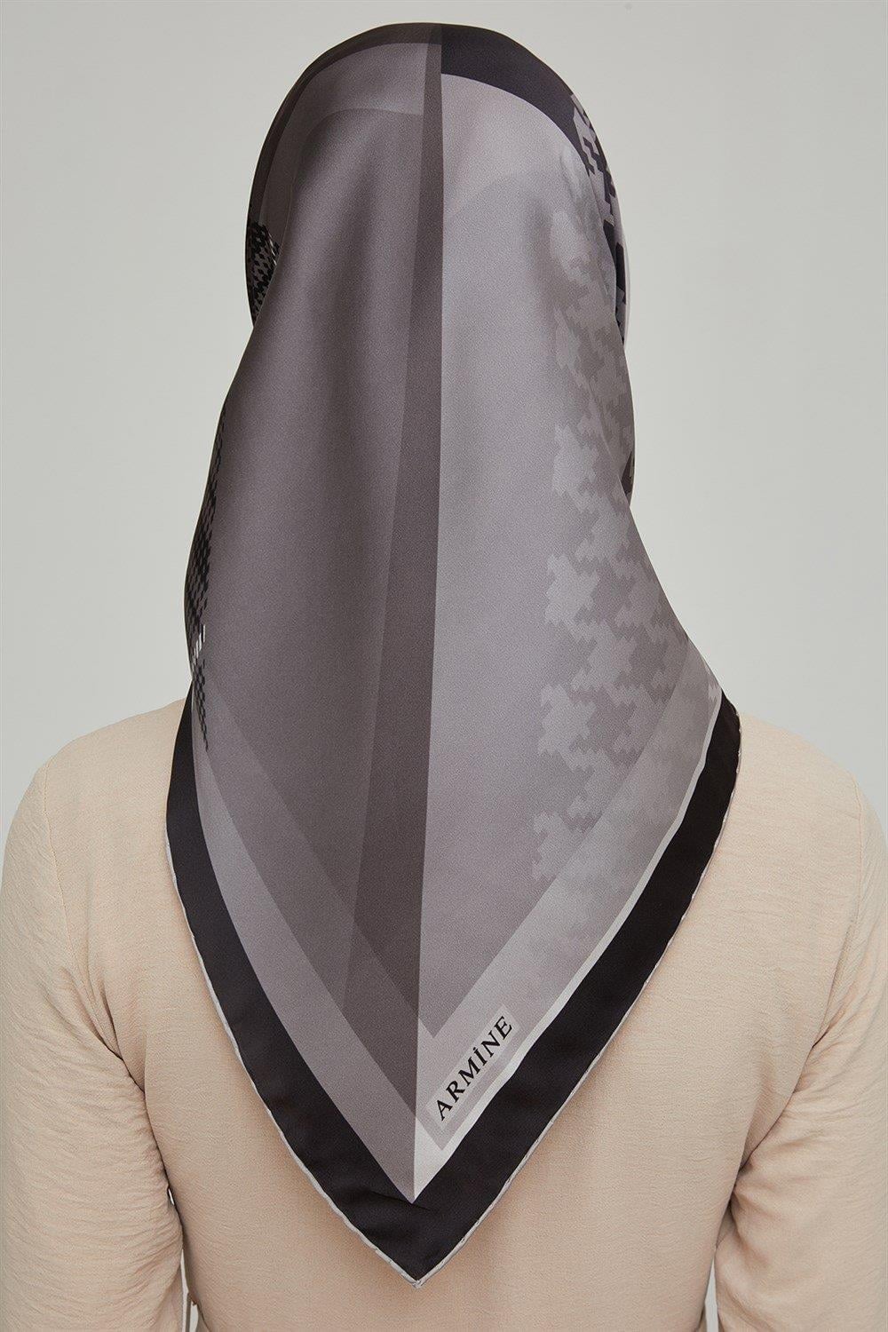 Armine İpek Eşarp Nostalji - 8620-05 Siyah Gri Twill