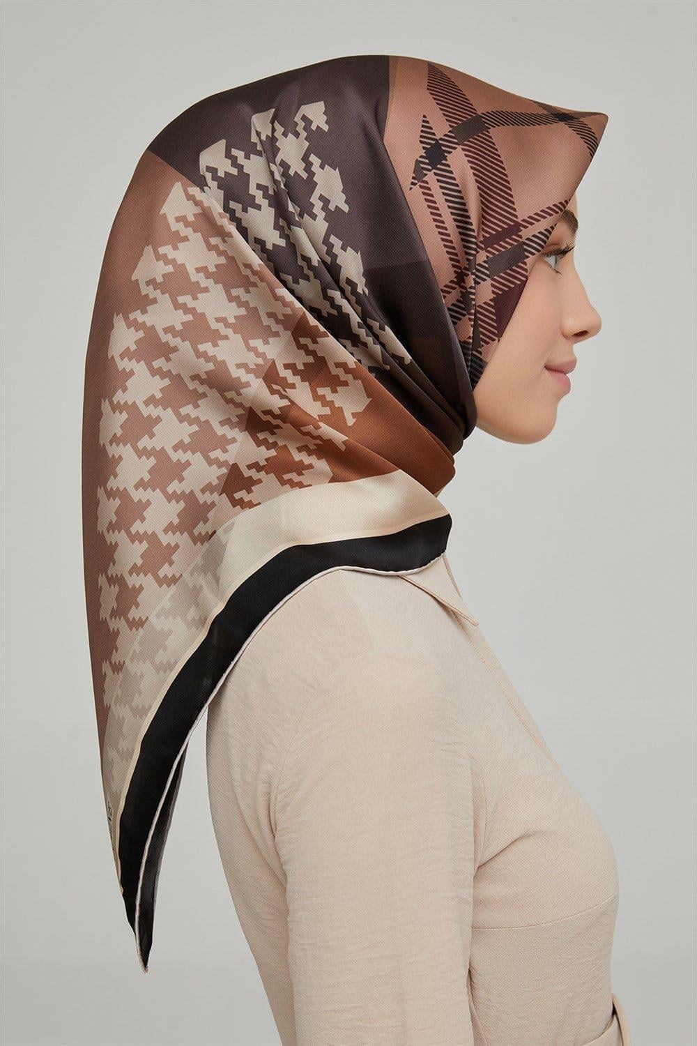 Armine İpek Eşarp Nostalji - 8620-38 Siyah Bakır Twill