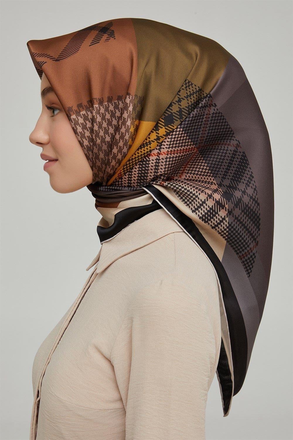 Armine İpek Eşarp Nostalji - 8620-38 Siyah Bakır Twill