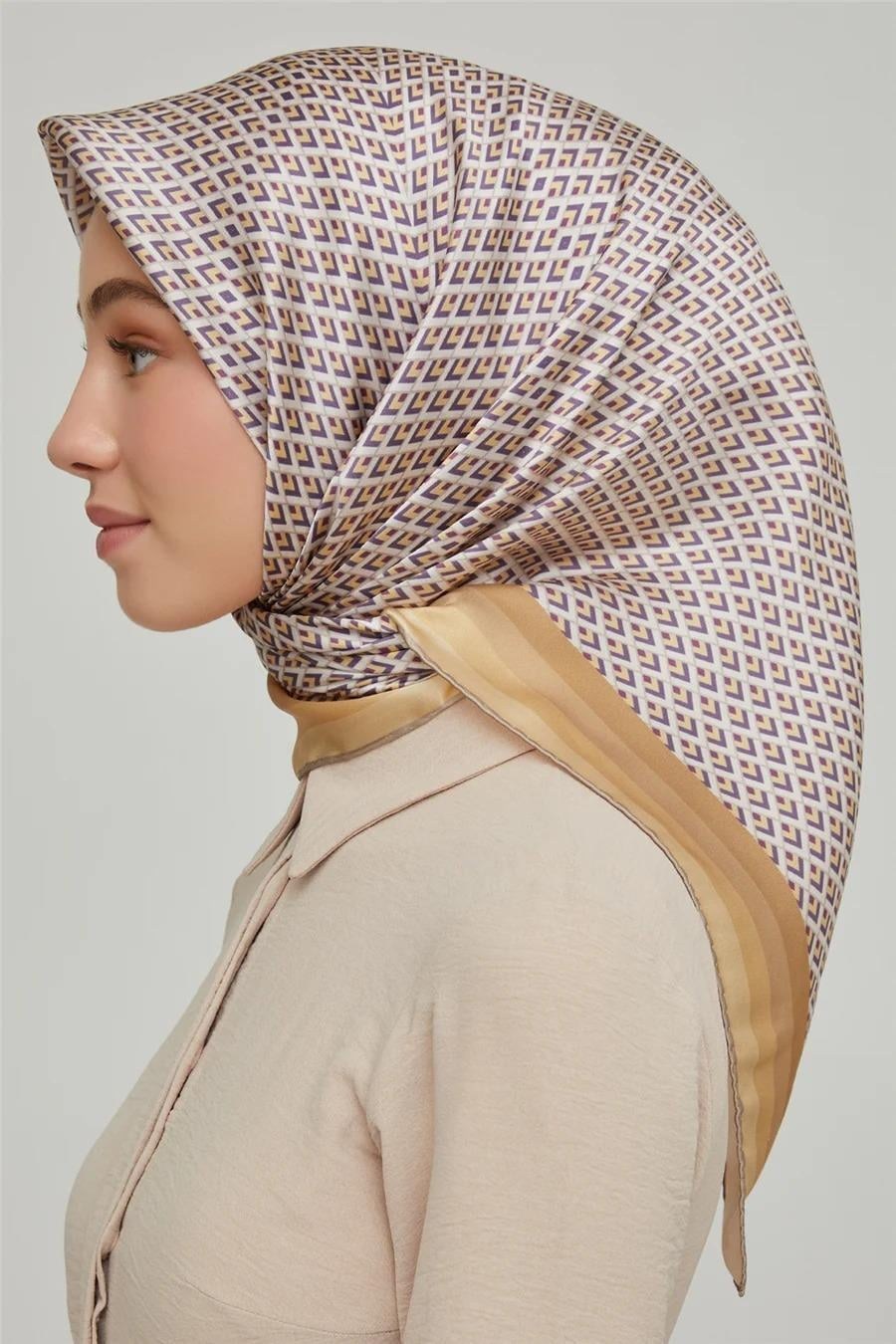 Armine İpek Eşarp Nostalji - 8634-31 Sarı Twill
