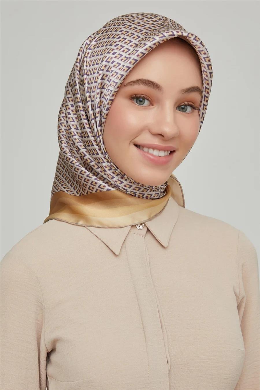 Armine İpek Eşarp Nostalji - 8634-31 Sarı Twill