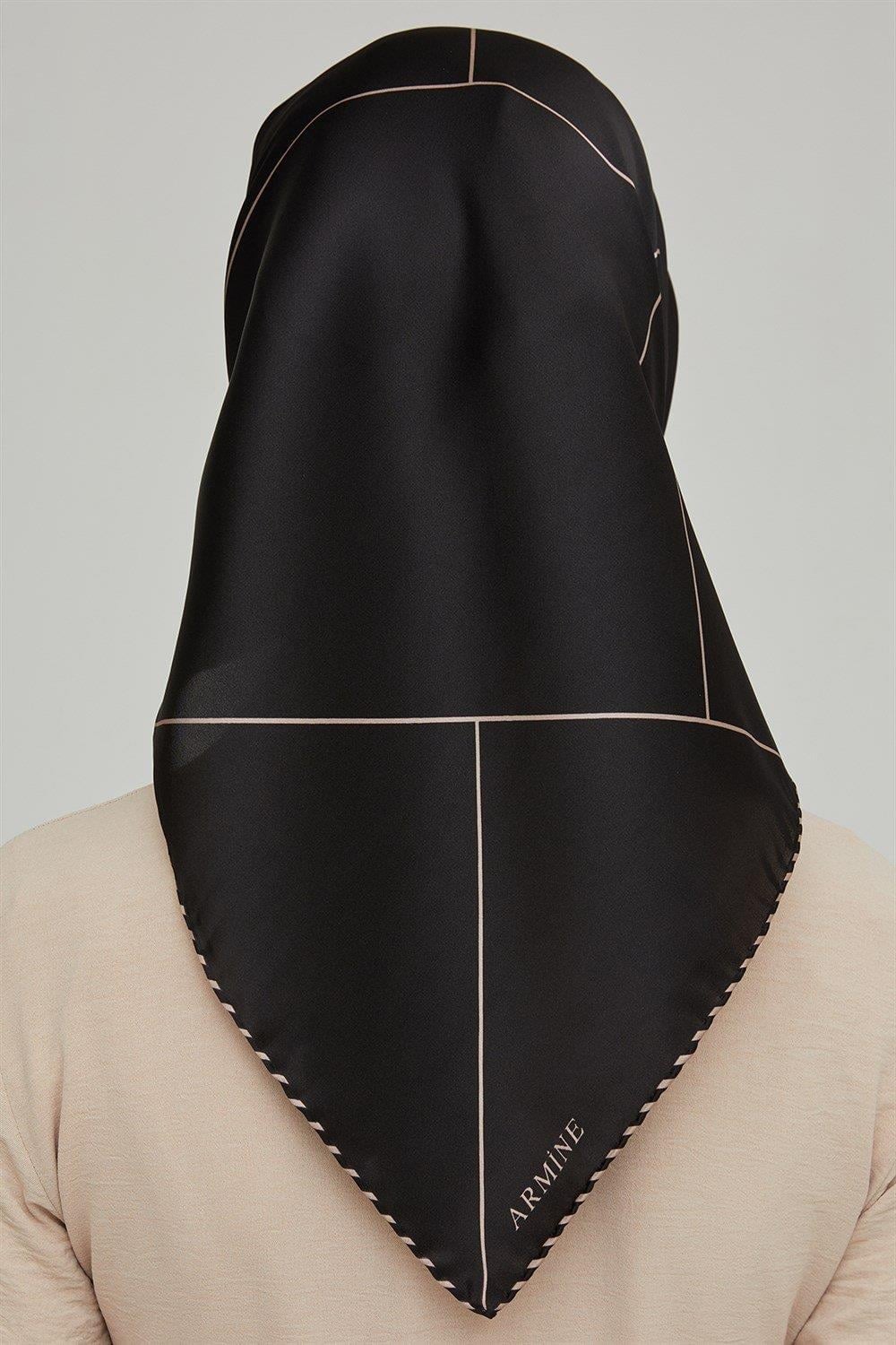Armine İpek Eşarp Nostalji - 8655-01 Siyah Vizon Twill