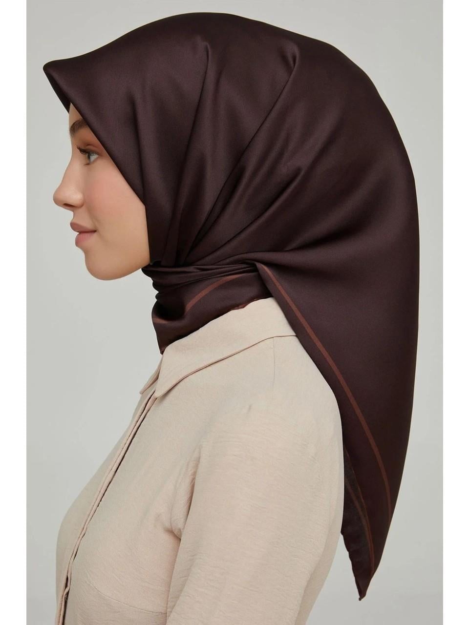 Armine İpek Eşarp Nostalji - 8668-13 Kızıl Kahve Twill