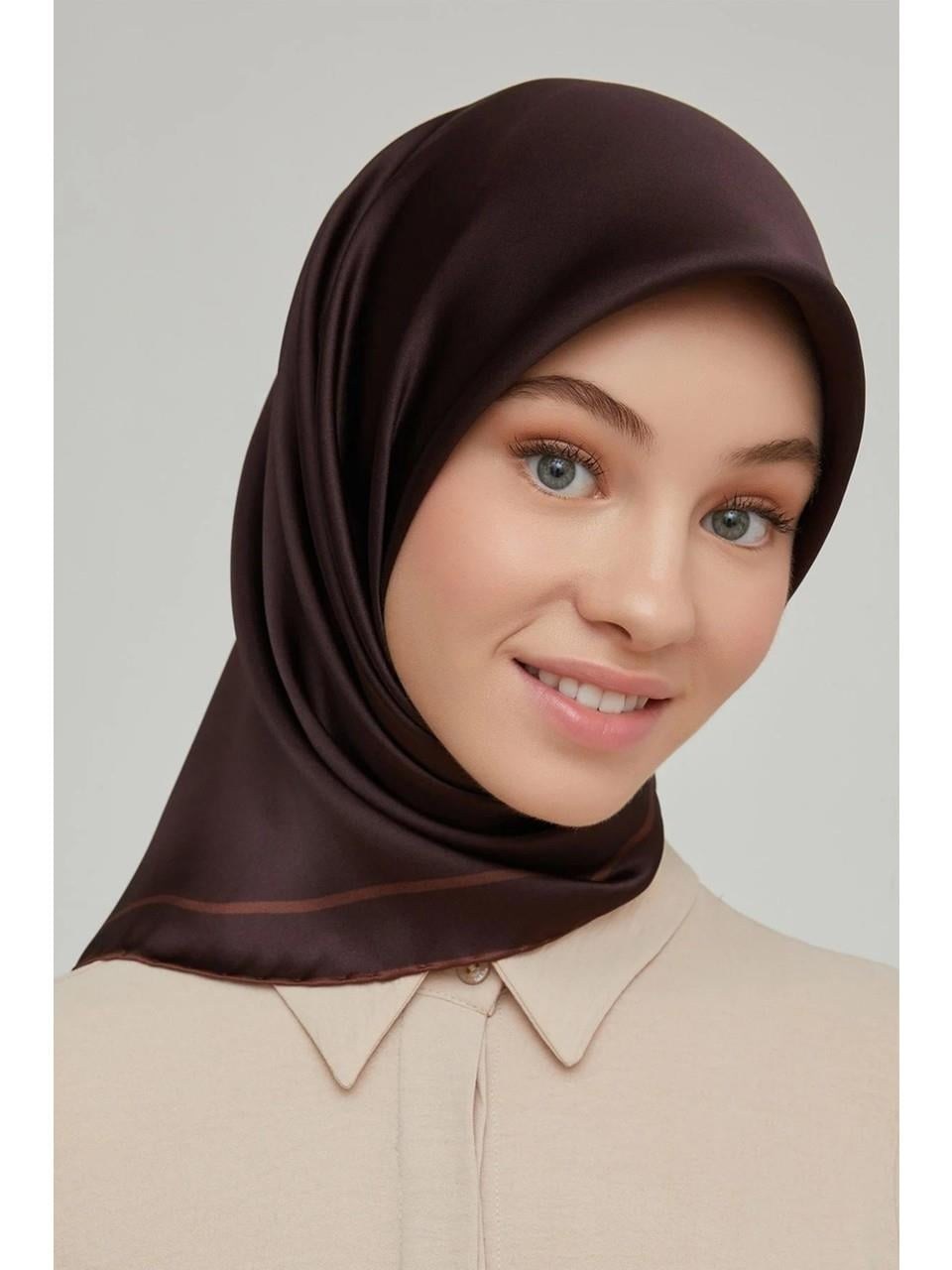 Armine İpek Eşarp Nostalji - 8668-13 Kızıl Kahve Twill