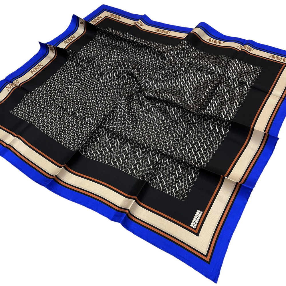 Armine İpek Eşarp Nostalji - 8724-38 Siyah Saks Twill