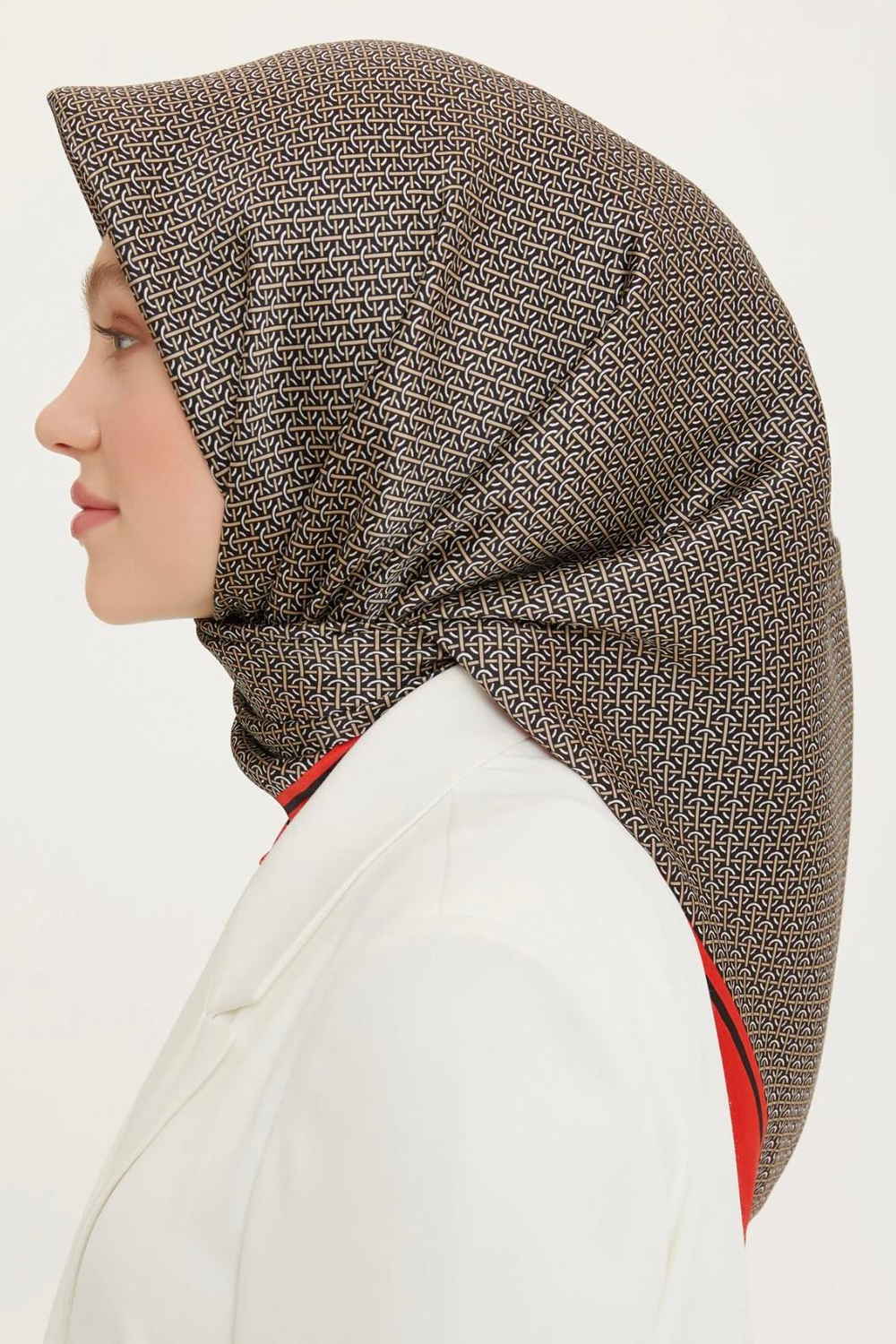 Armine İpek Eşarp Nostalji - 8733-40 Siyah Bordo Twill