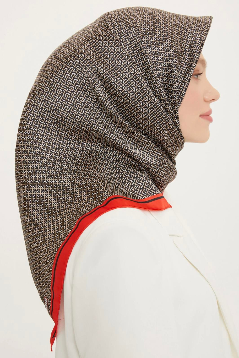 Armine İpek Eşarp Nostalji - 8733-40 Siyah Bordo Twill