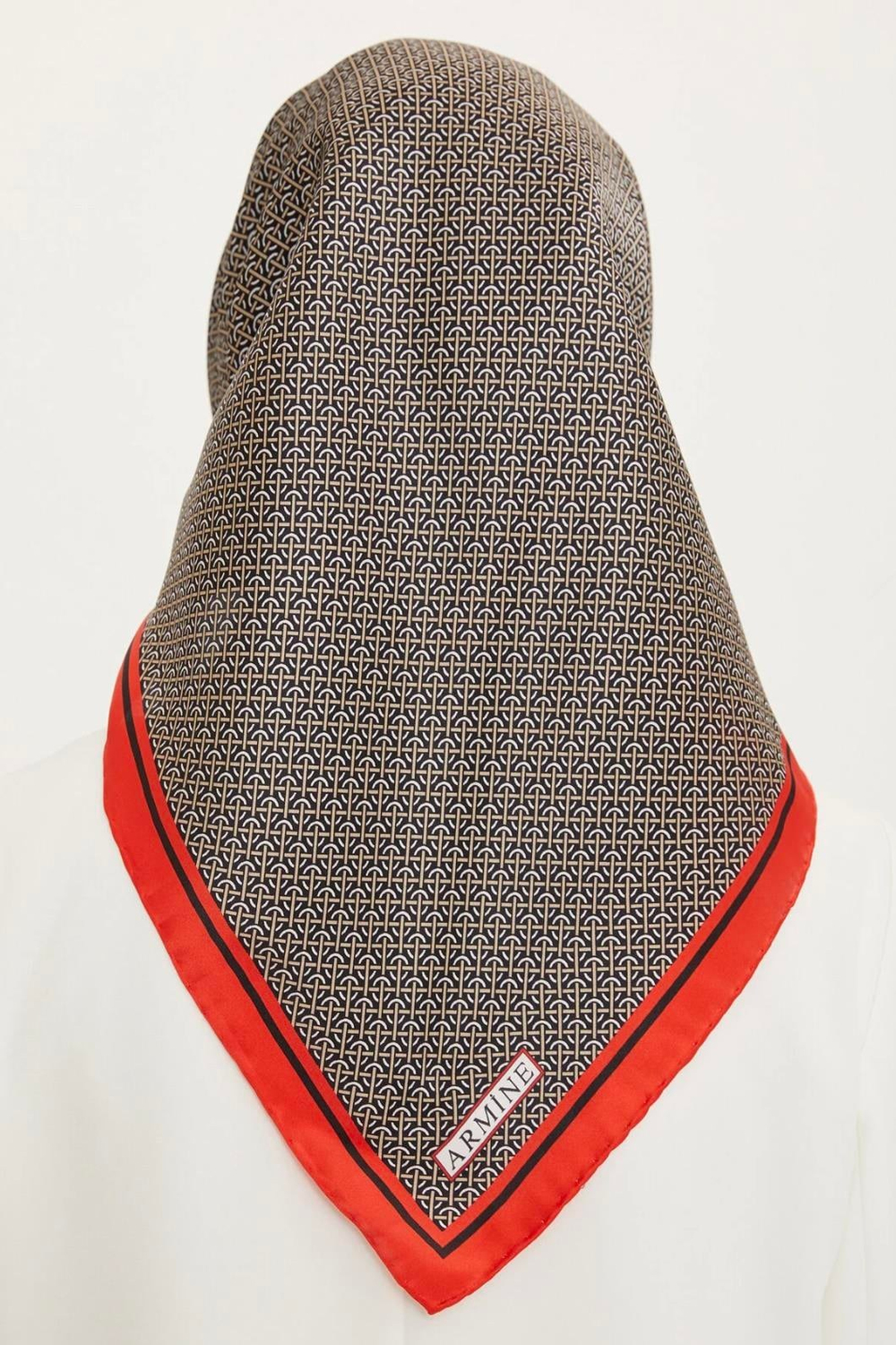Armine İpek Eşarp Nostalji - 8733-40 Siyah Bordo Twill