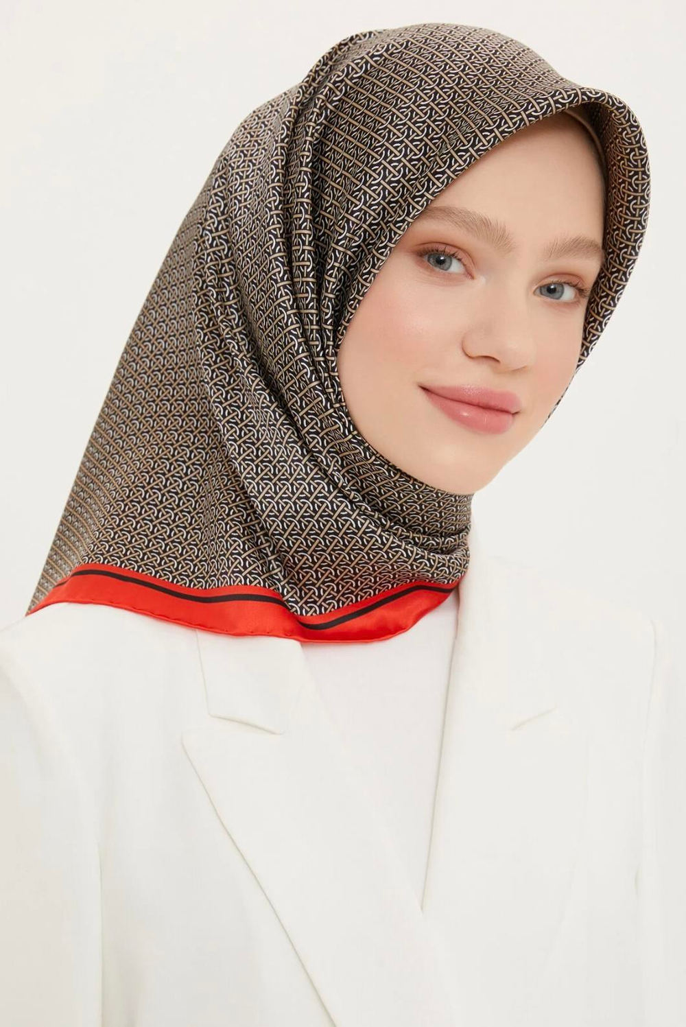 Armine İpek Eşarp Nostalji - 8733-40 Siyah Bordo Twill
