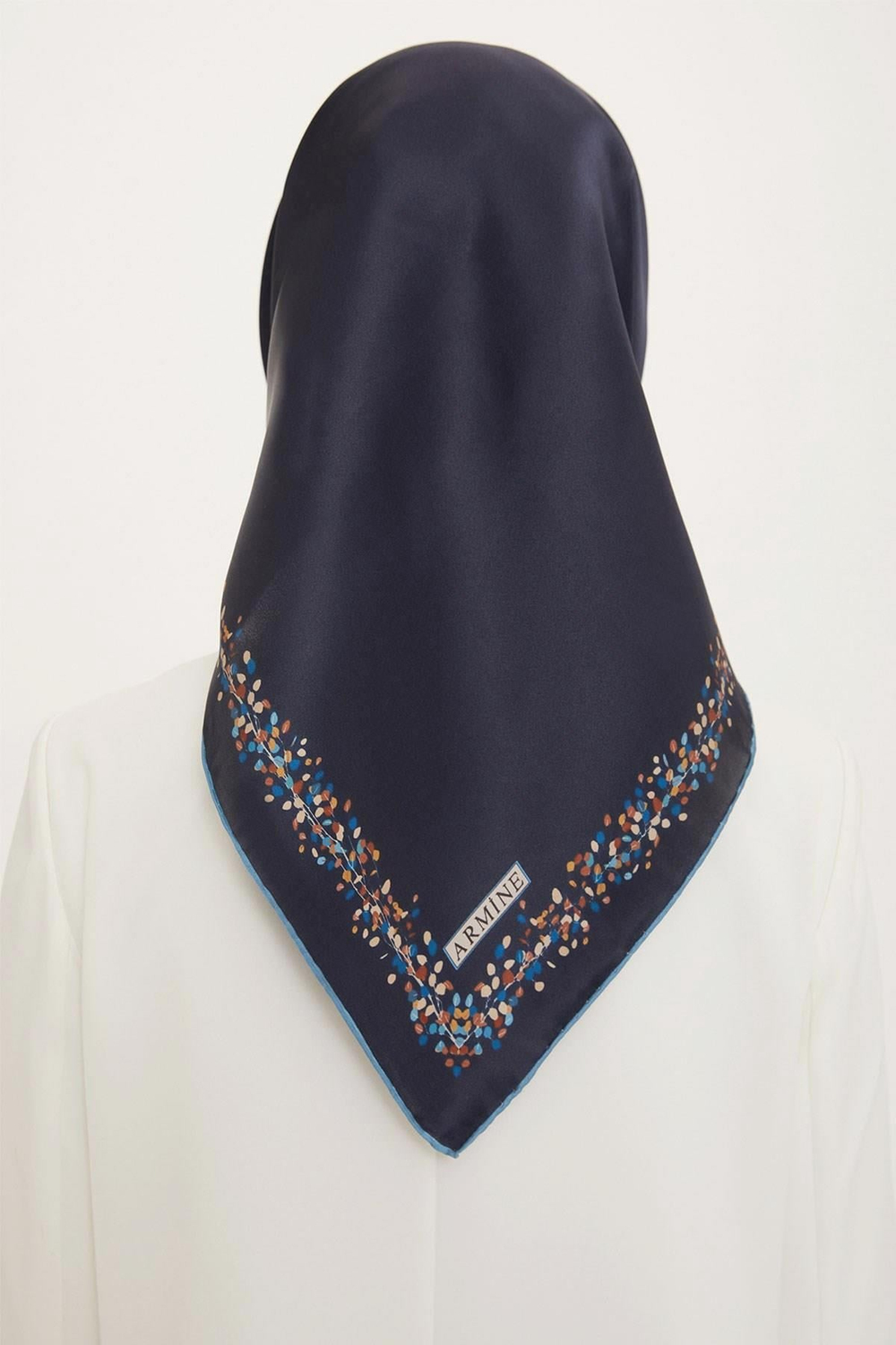 Armine İpek Eşarp Nostalji - 8765-17 Lacivert Mavi Twill