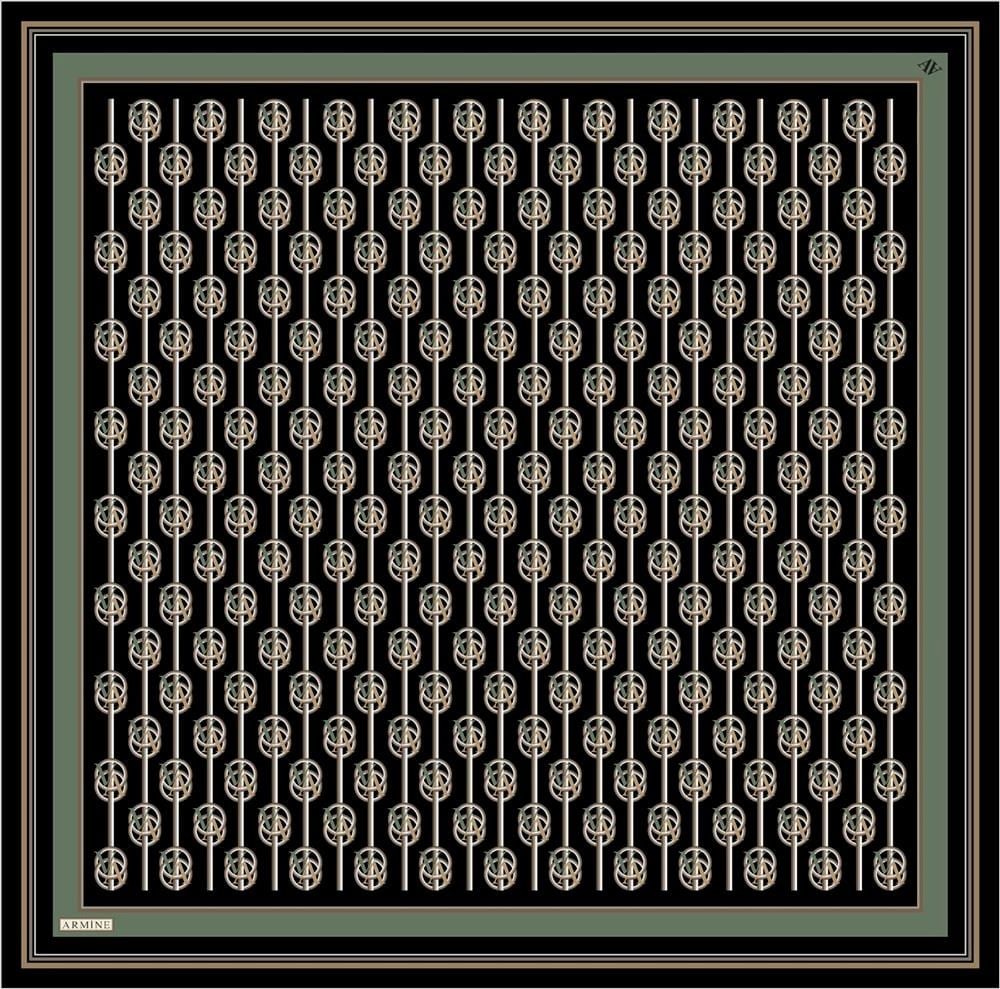 Armine İpek Eşarp Nostalji - 8822-35 Siyah Yeşil Twill