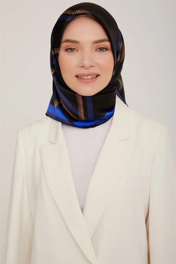 Armine İpek Eşarp Nostalji - 8833-39 Siyah Saks Sura