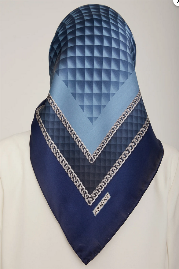 Armine İpek Eşarp Nostalji - 8834-51 Lacivert Mavi Twill