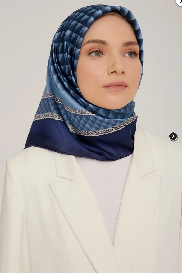 Armine İpek Eşarp Nostalji - 8834-51 Lacivert Mavi Twill