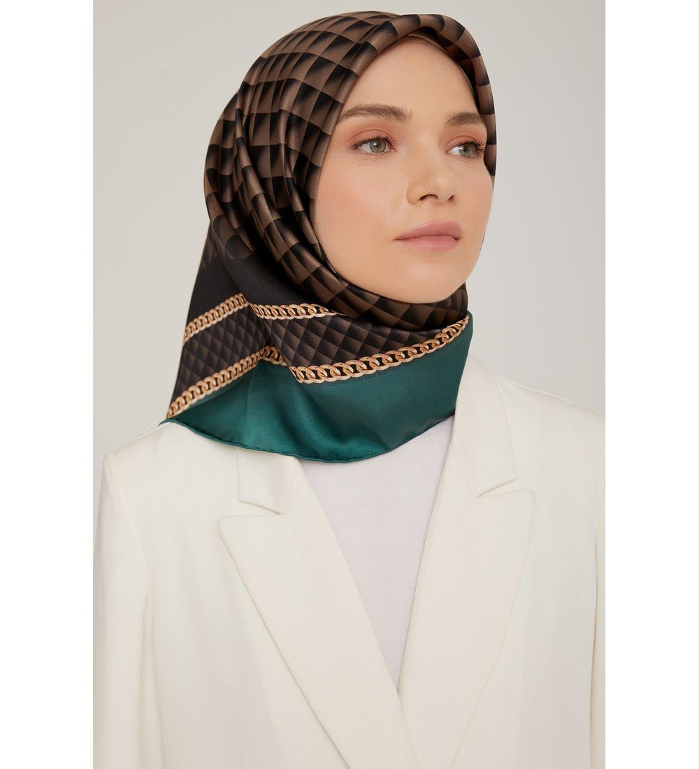Armine İpek Eşarp Nostalji - 8834-55 Koyu Yeşil Twill