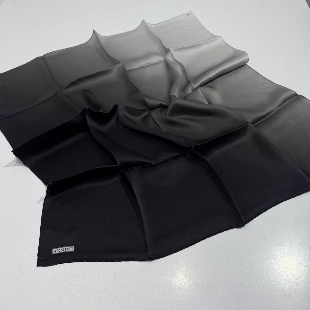 Armine İpek Eşarp Nostalji - 8971-09 Siyah Gri Degrade Sura