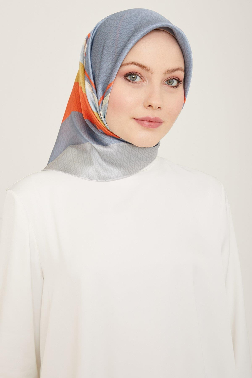Armine İpek Eşarp Nostalji - 9111-31 Gri Mavi Twill