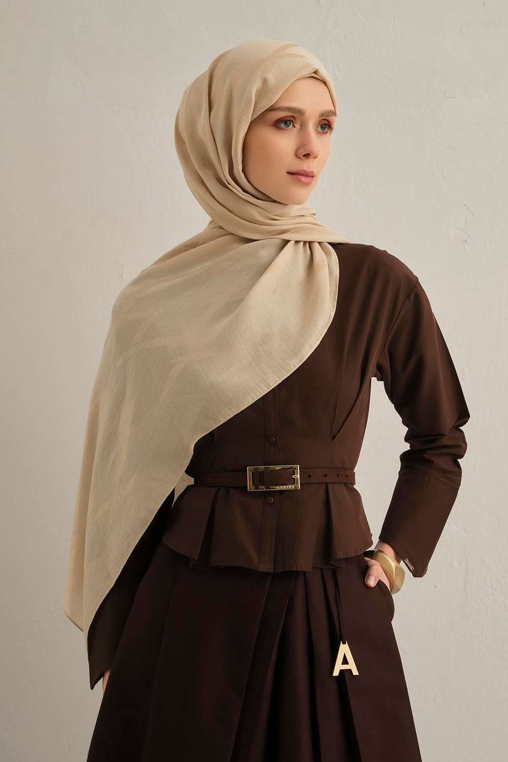 Armine Lyocell Şal - 1 - Bej 64