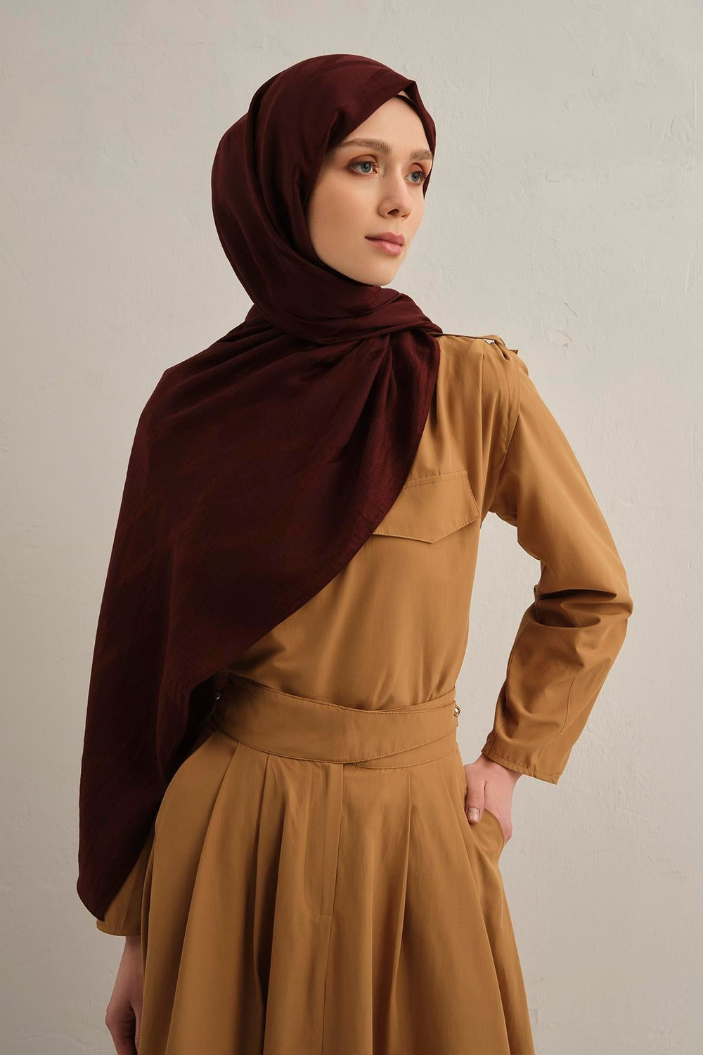 Armine Lyocell Şal - 1 - Bordo 32