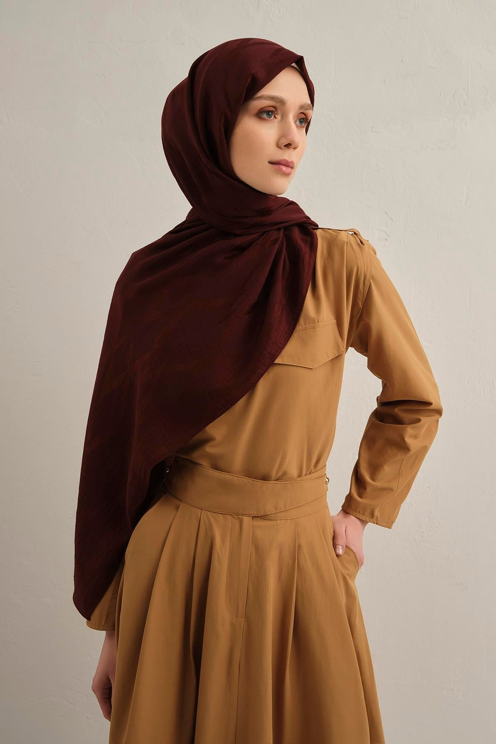 Armine Lyocell Şal - 1 - Bordo 32