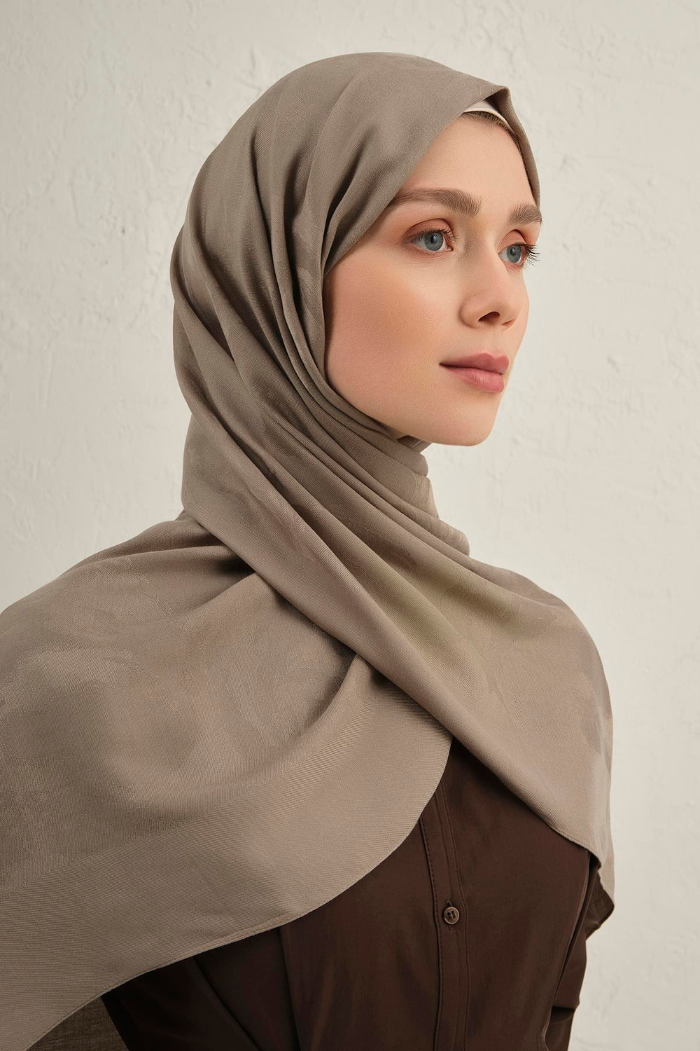 Armine Lyocell Viscon Şal - Dalga Desenli 1 - Soft Taş 76