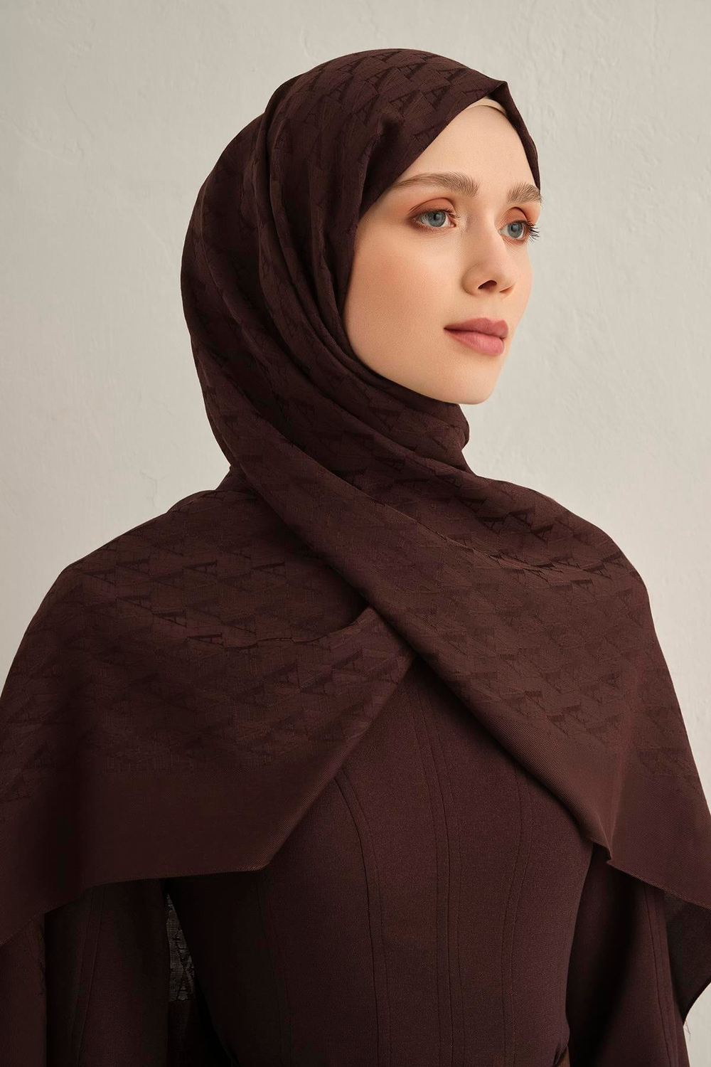 Armine Pamora Şal - Monogram Desenli 3 - Acı Kahve 10