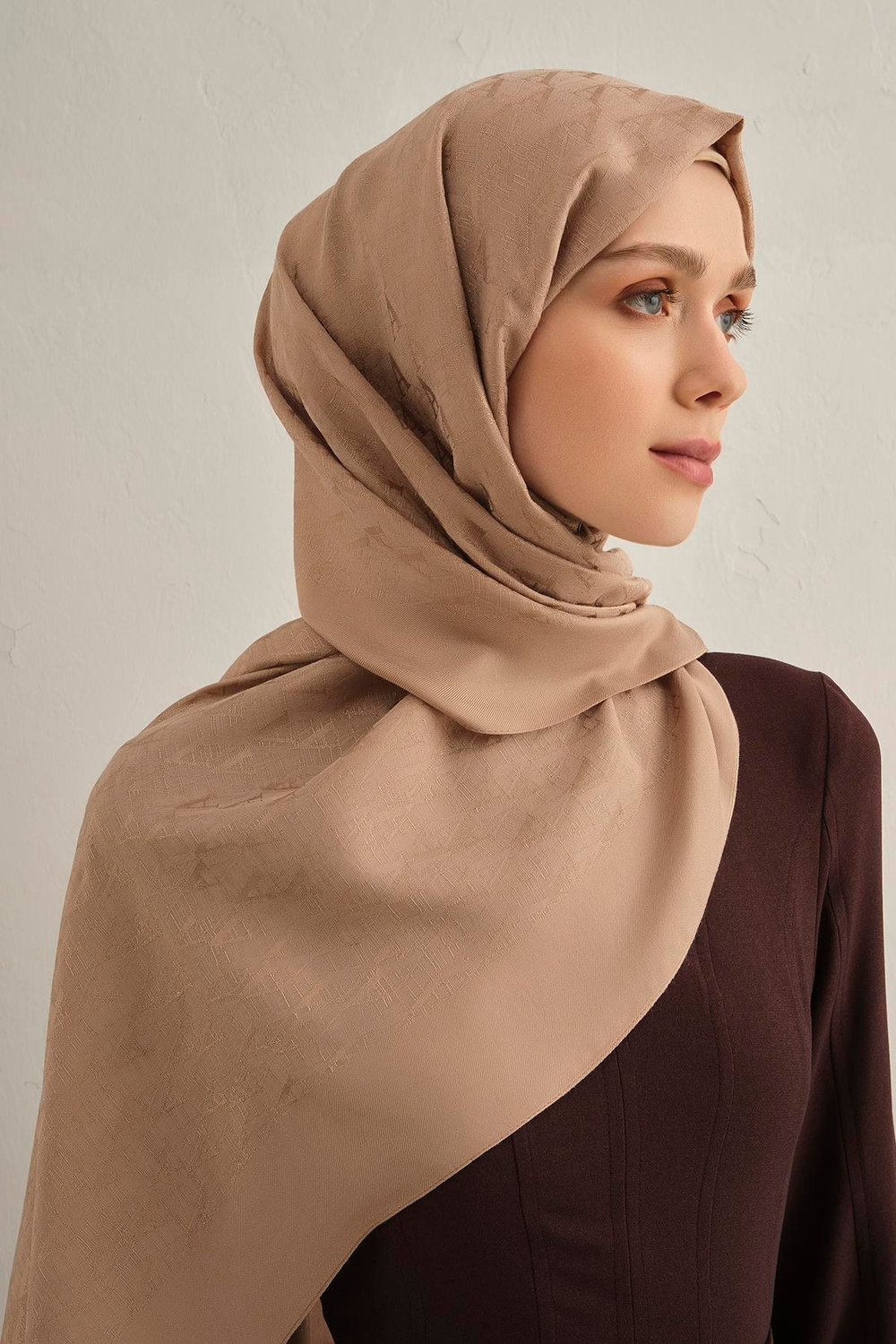 Armine Pamora Şal - Monogram Desenli 3 - Bej 05