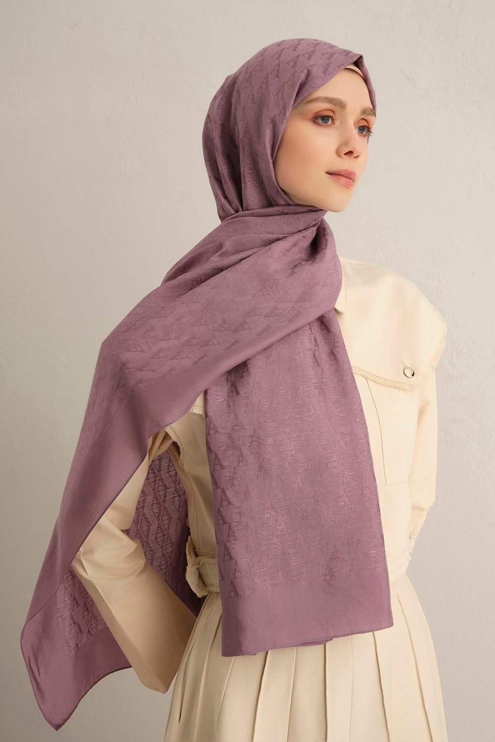 Armine Pamora Şal - Monogram Desenli 3 - Lila 42