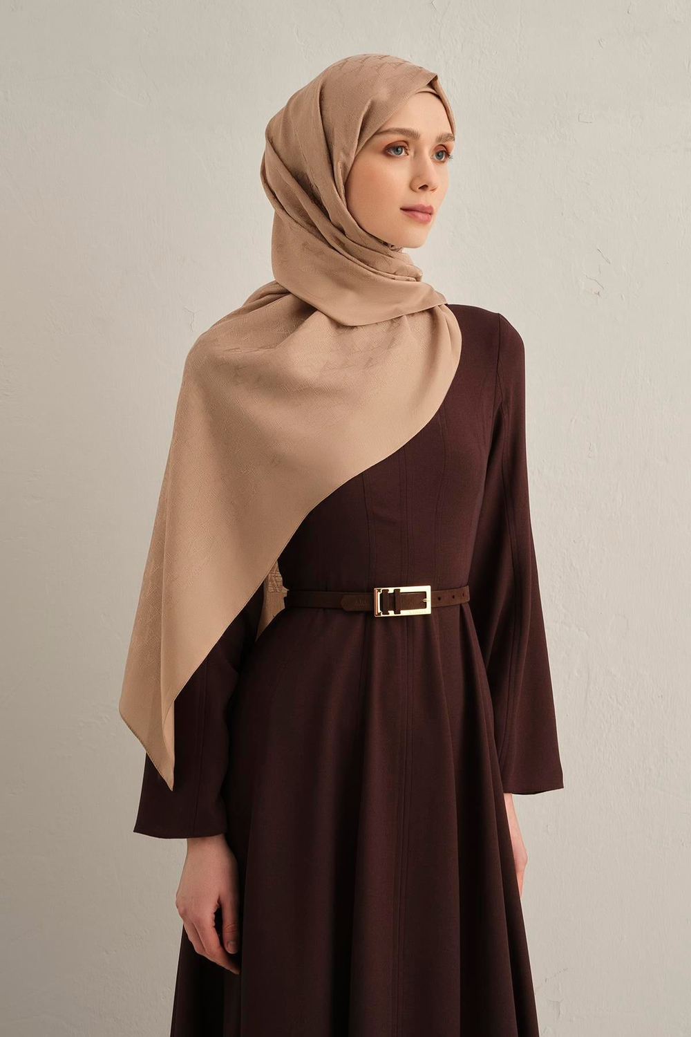 Armine Pamora Şal - Monogram Desenli 3 - Bej 05