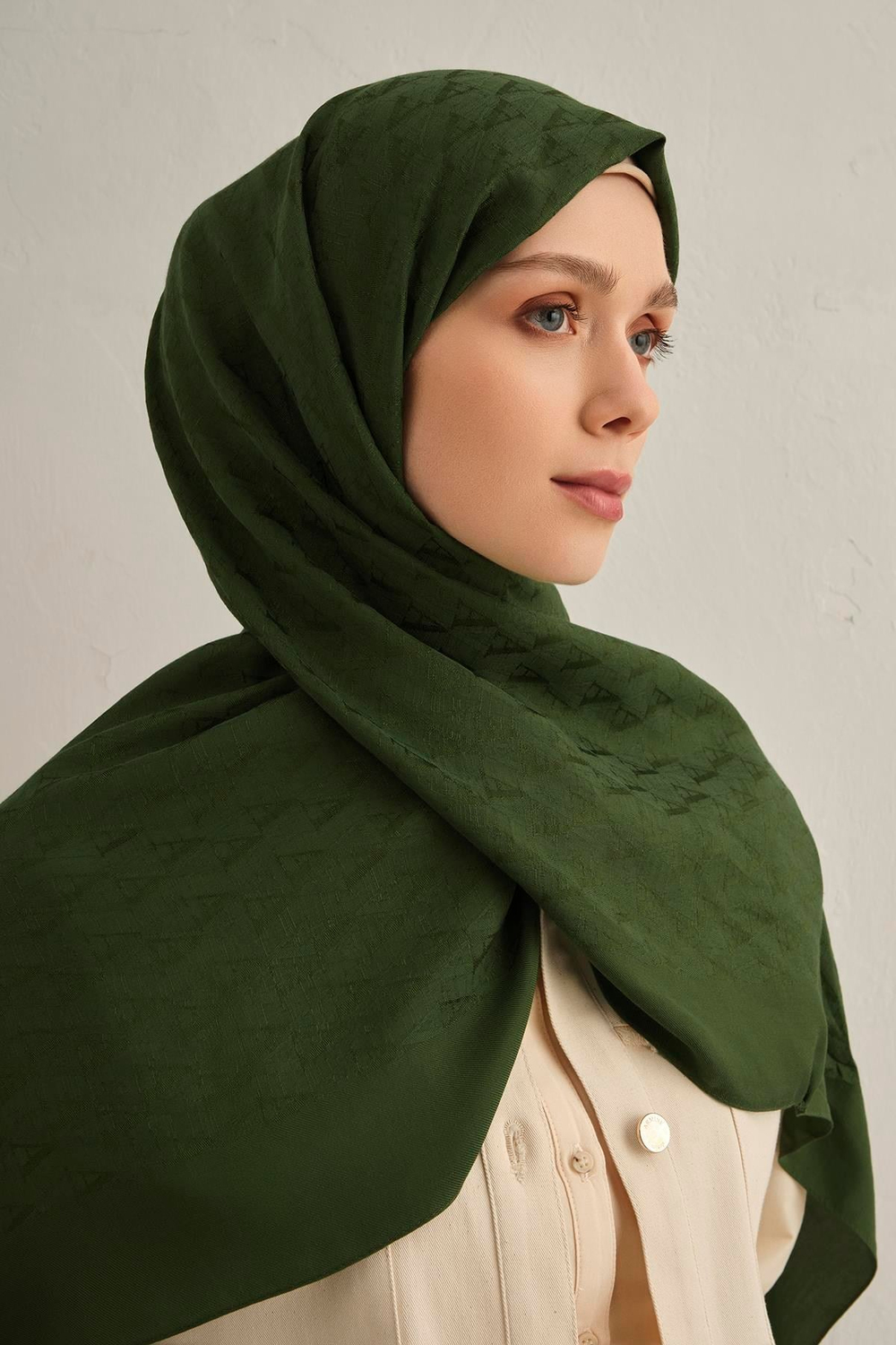 Armine Pamora Şal - Monogram Desenli 3 - Zümrüt 49
