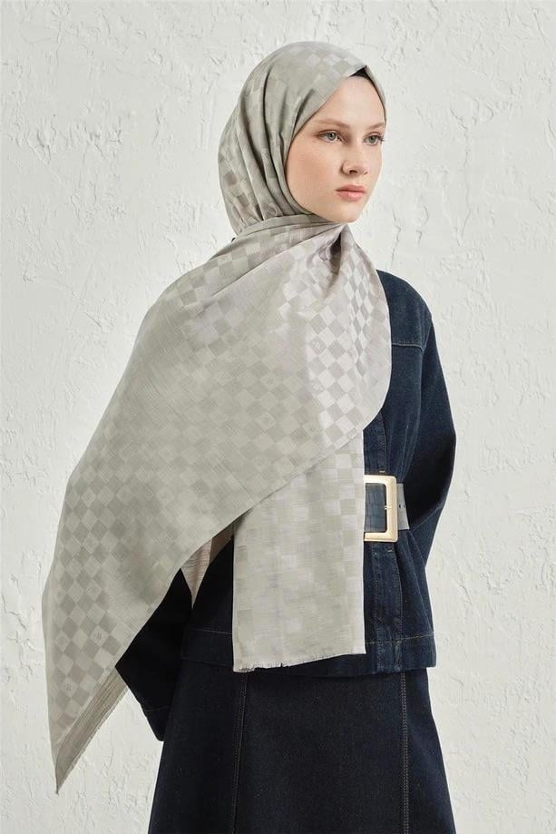 Armine Pamuk İpek Şal - Gri 22