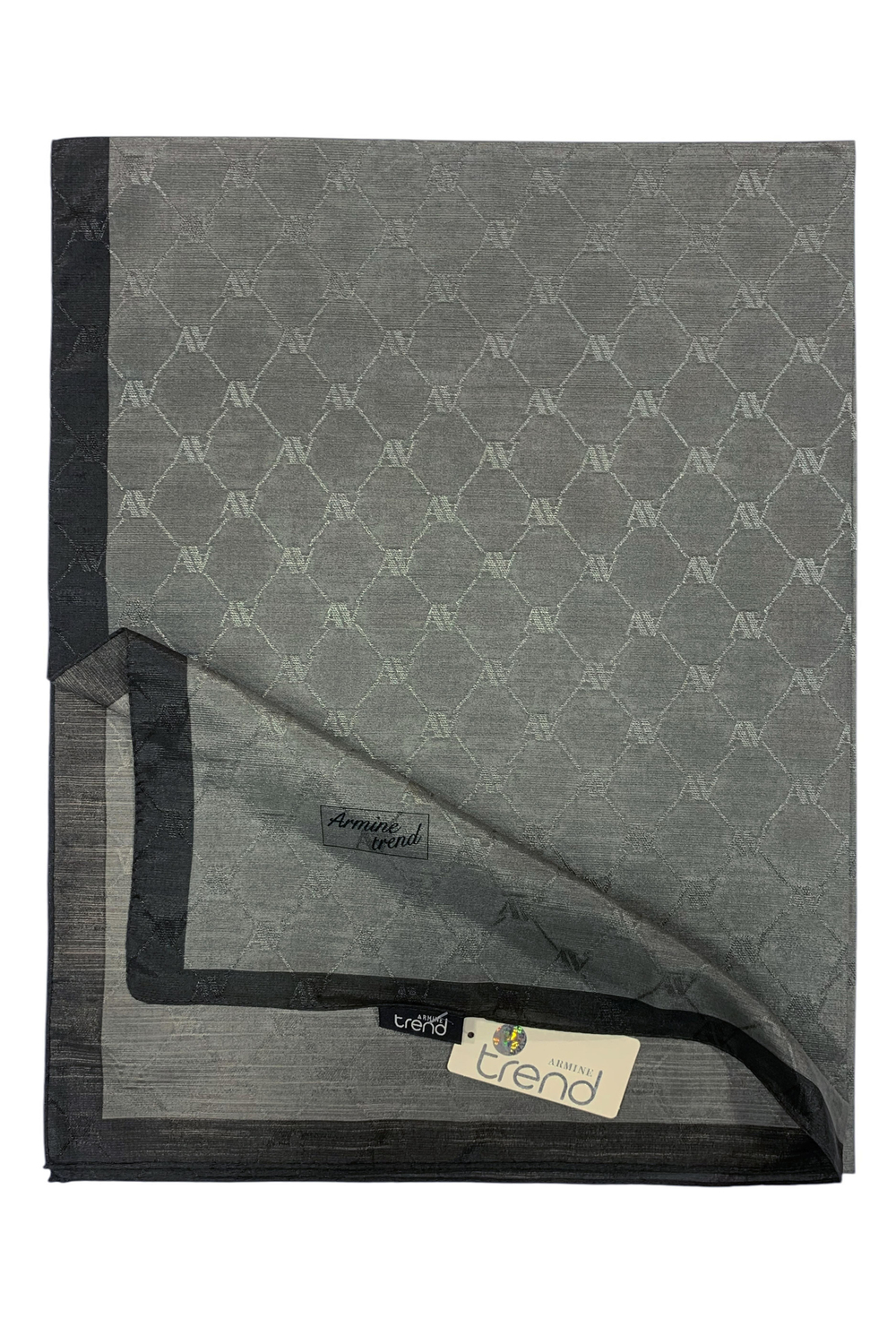 Armine Trend Monogram Şal - 2 - Koyu Gri 131