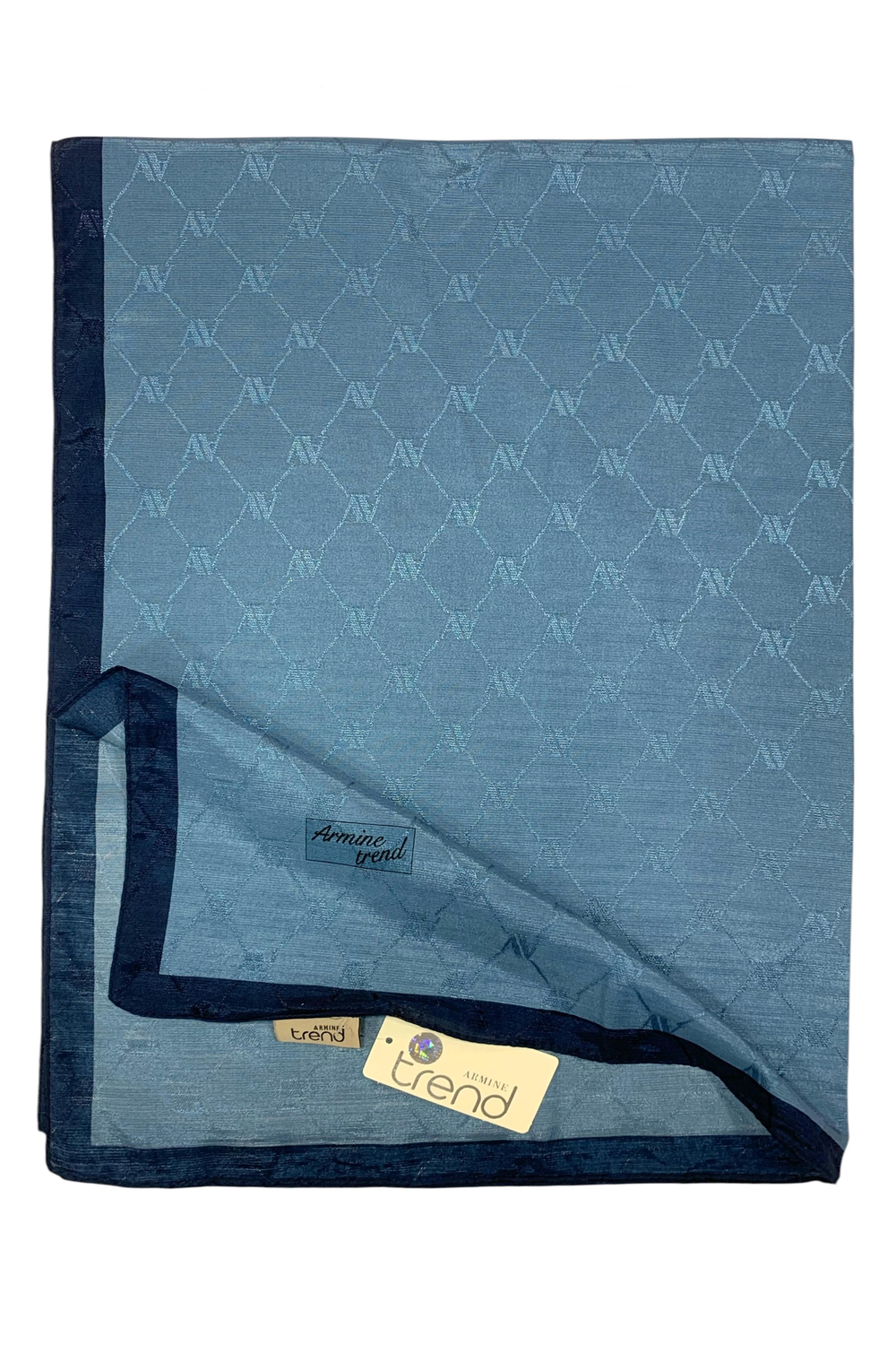 Armine Trend Monogram Şal - 2 - Metalik Mavi 150