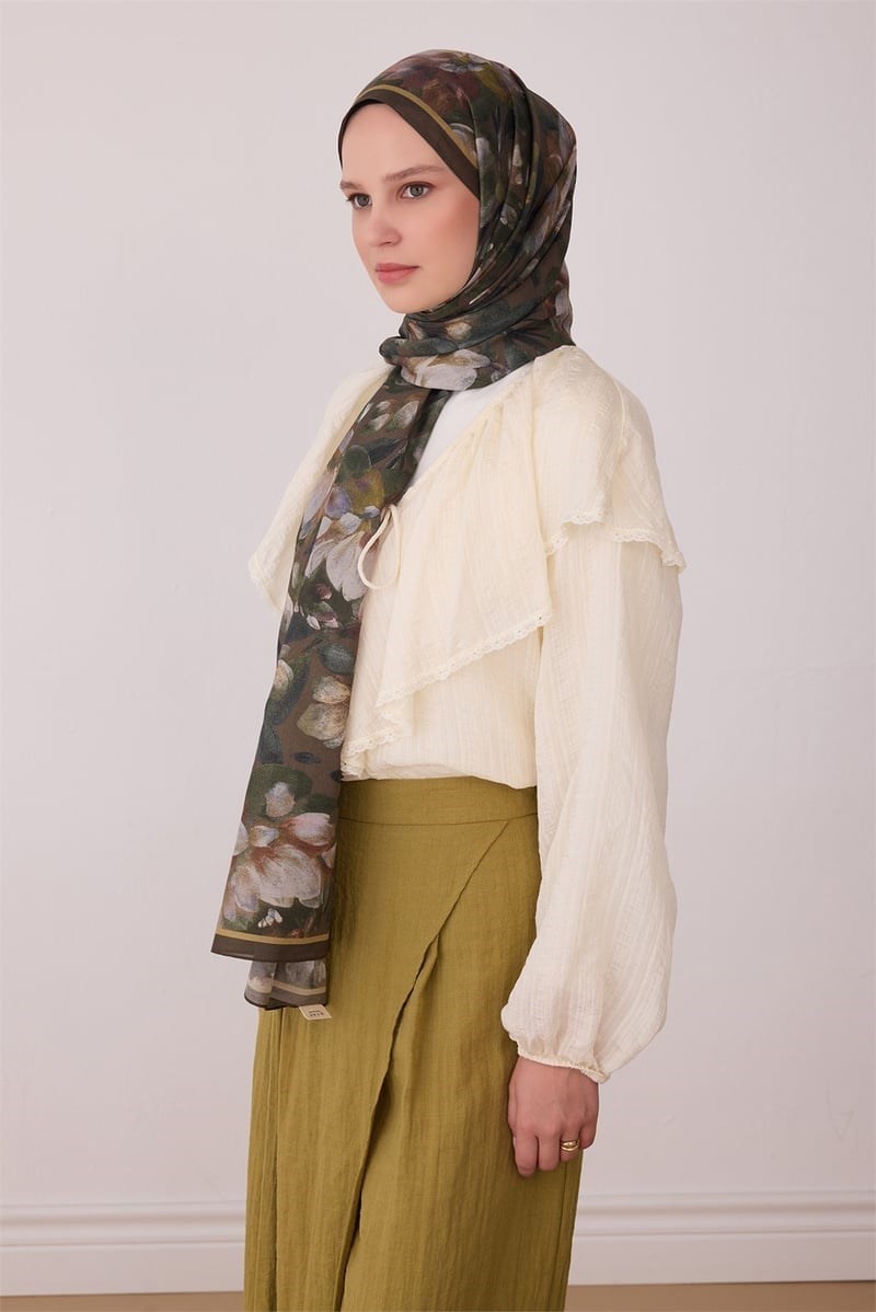 Belli Fresh Vual Şal - 4128-31 Yeşil Vizon