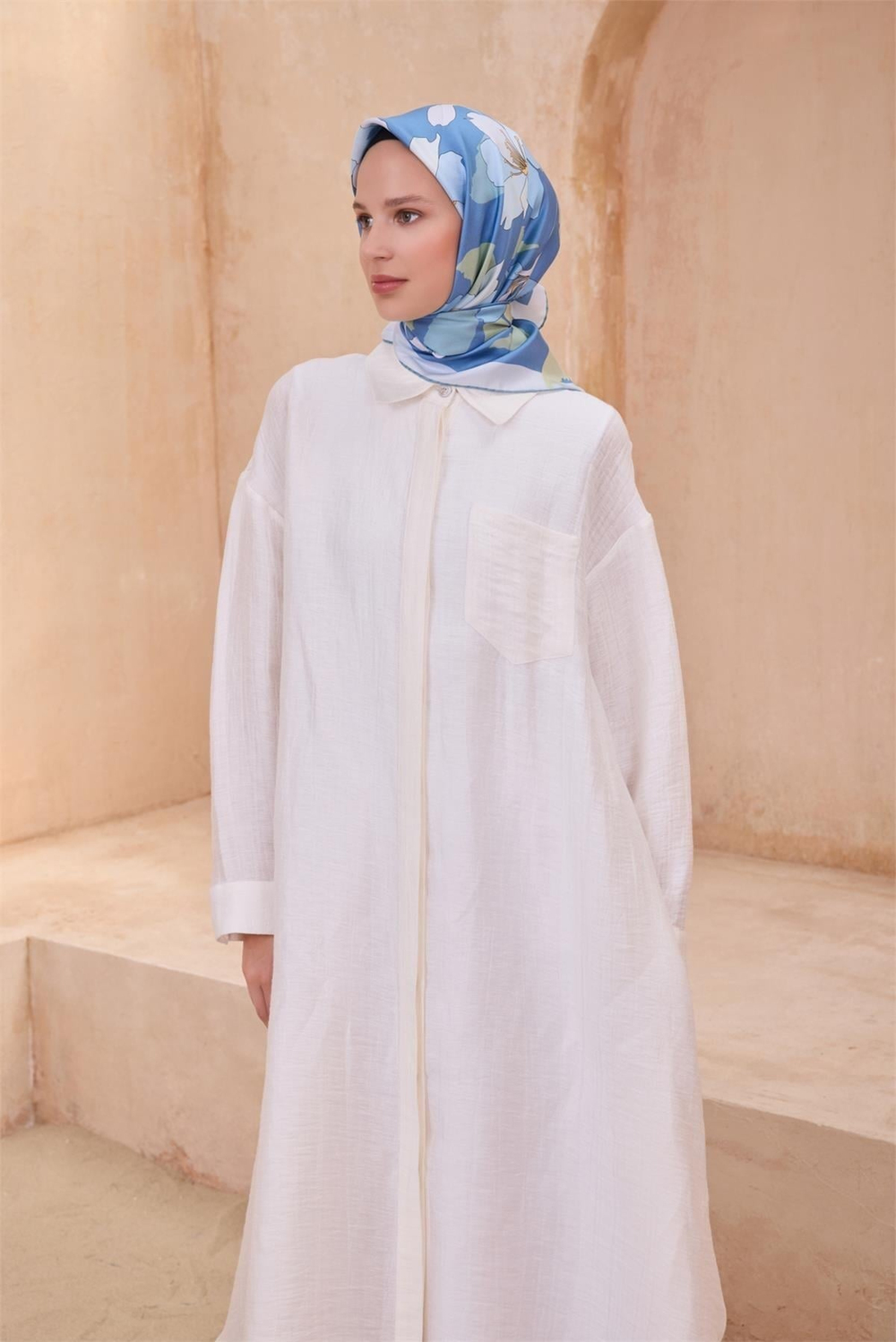 Belli İpek Eşarp - 4100-05 Mavi Twill