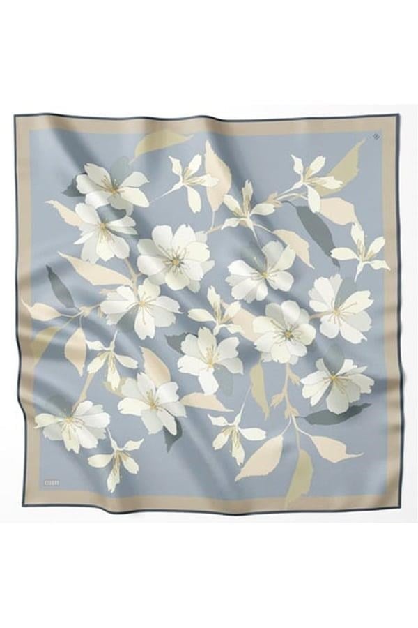 Belli İpek Eşarp - 4100-55 Açık Mavi Twill