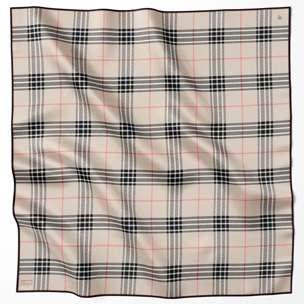 Belli İpek Eşarp - 4122-02 Krem Twill