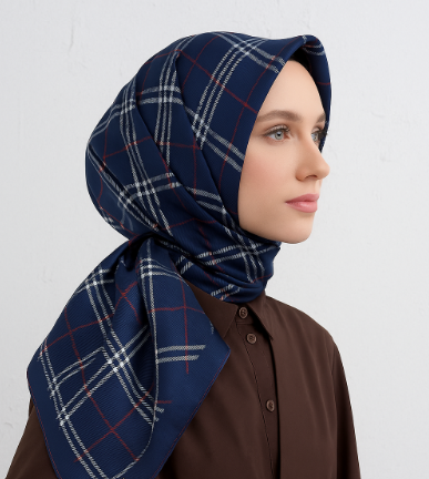 Belli İpek Eşarp - 4122-52 Lacivert Twill