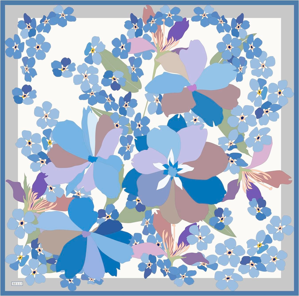 Belli İpek Eşarp - 4011-34 Saks Twill
