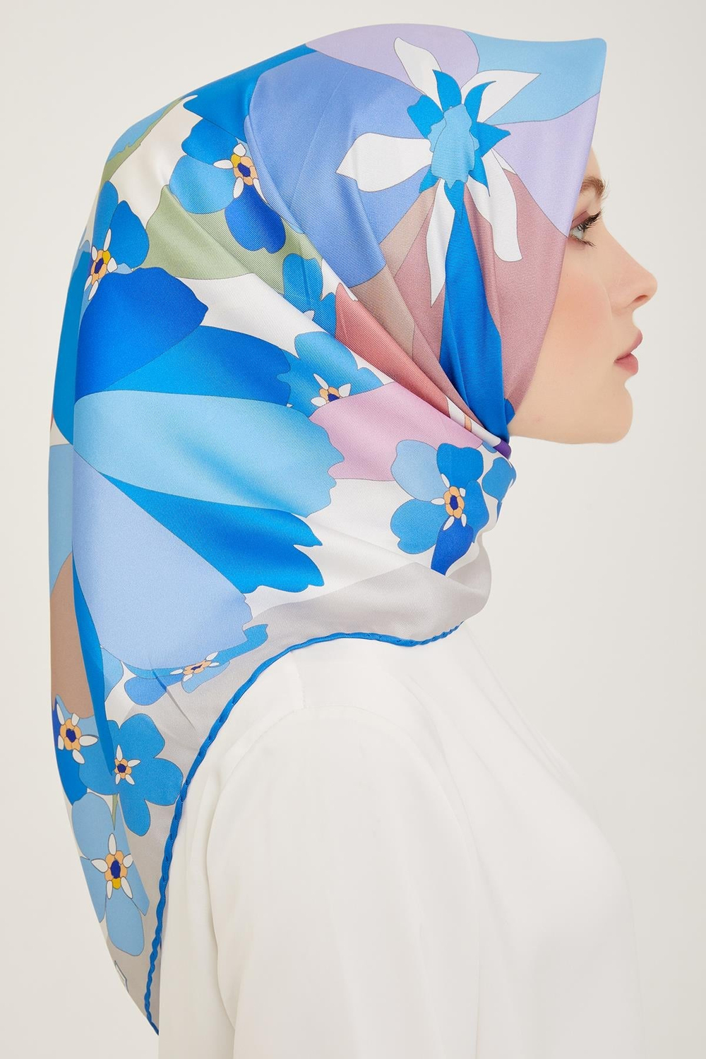 Belli İpek Eşarp - 4011-34 Saks Twill