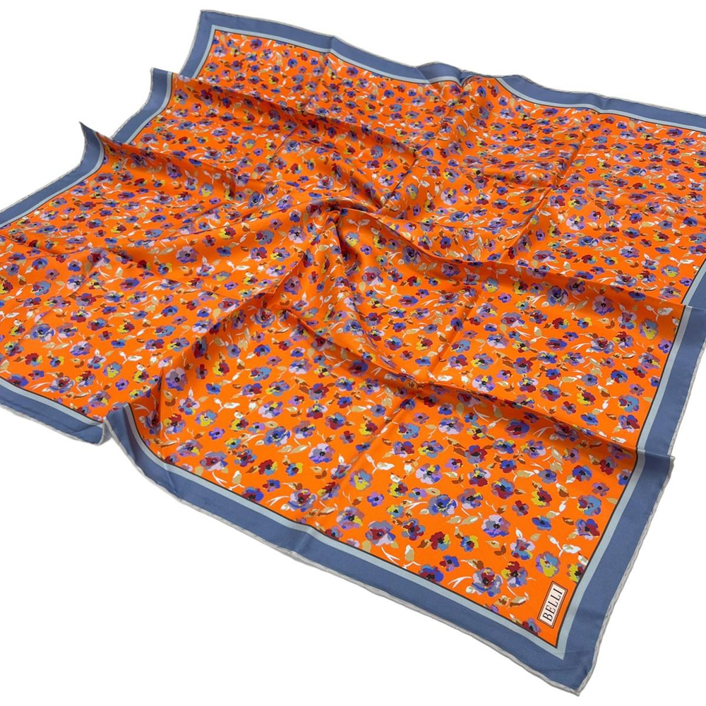 Belli Twill İpek Eşarp - 4028-32 Turuncu