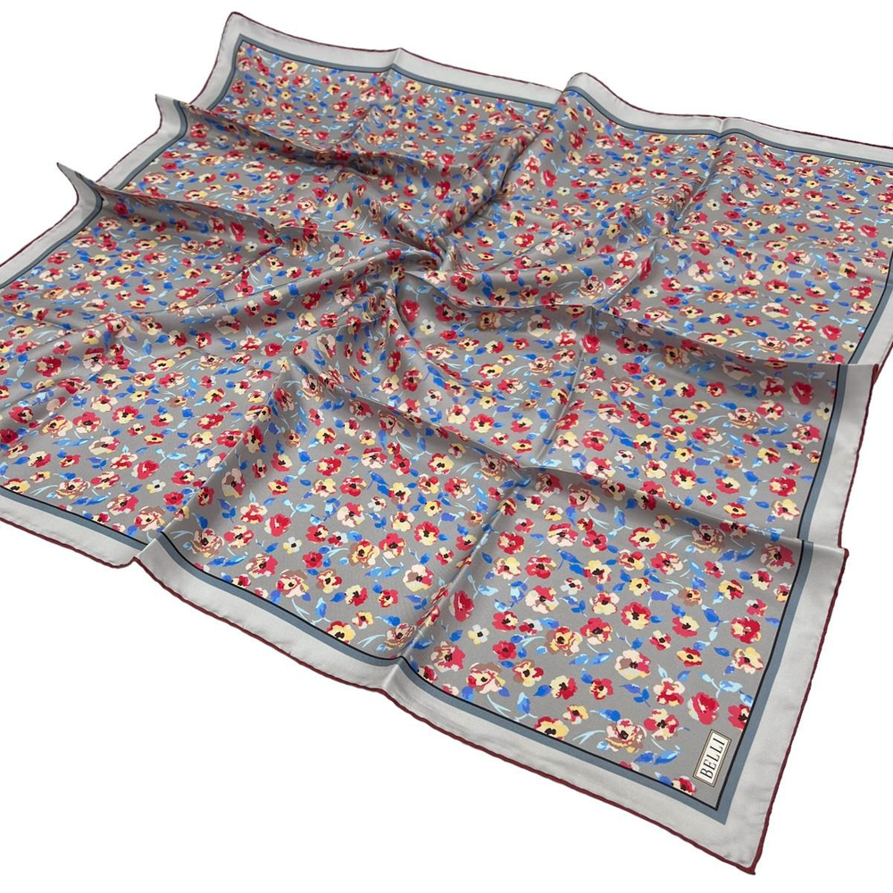 Belli Twill İpek Eşarp - 4028-34 Gri Mercan