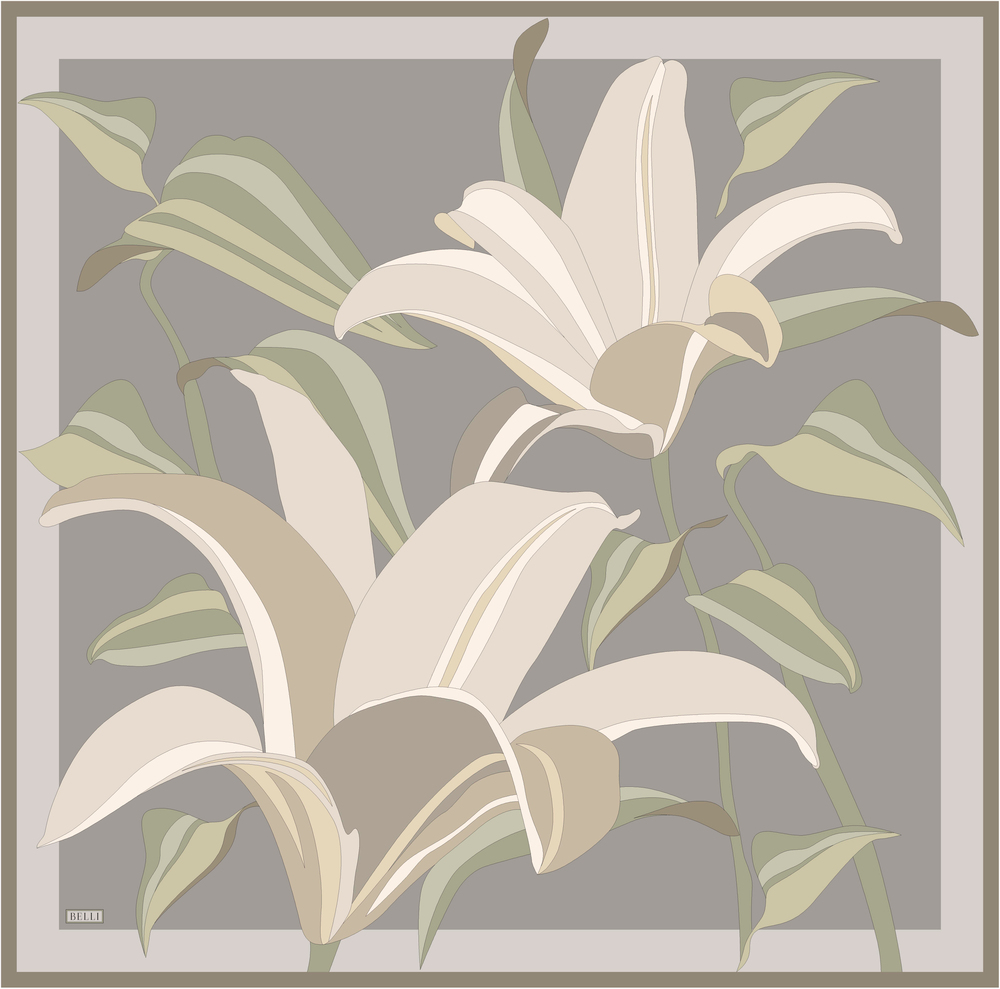 Belli Twill İpek Eşarp - 4035-06 Taş