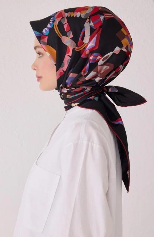 Belli İpek Eşarp - 4036-84 Siyah Twill