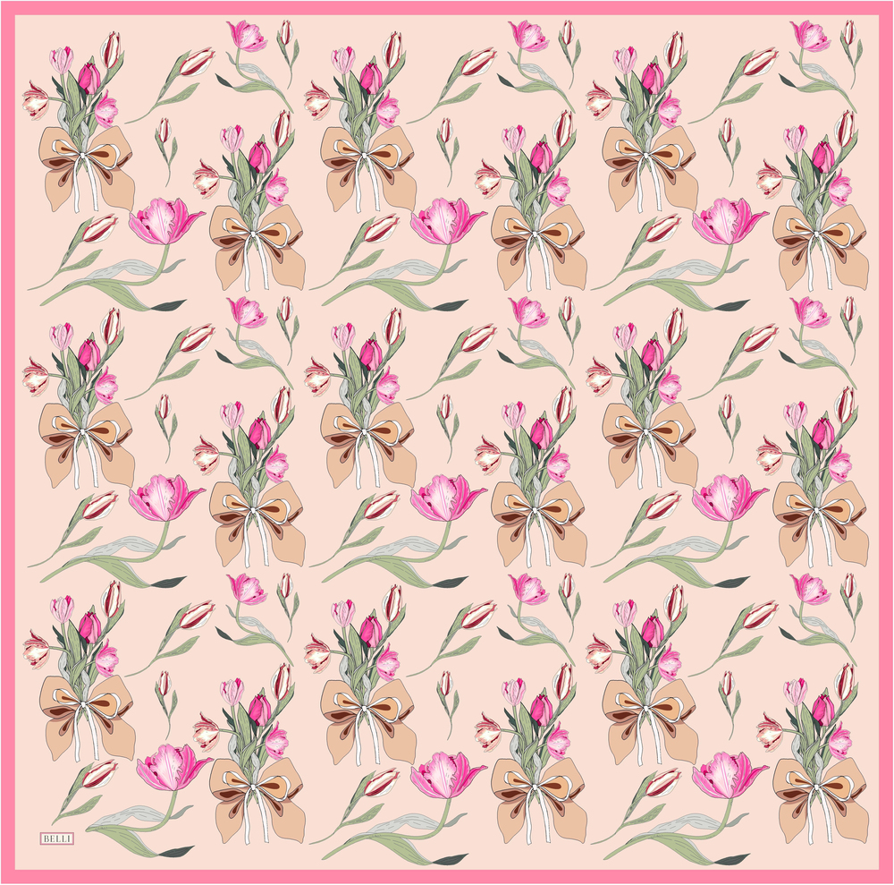 Belli Twill İpek Eşarp - 4037-35 Soft Pembe