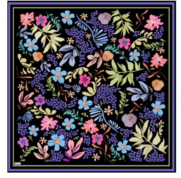 Belli Twill İpek Eşarp - 4043-09 Siyah