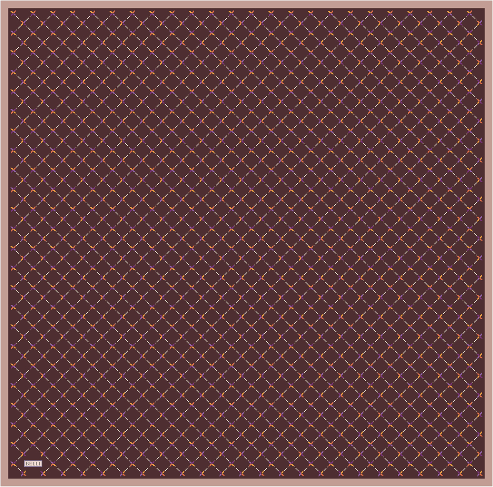 Belli Twill İpek Eşarp - 4048-32 Bordo