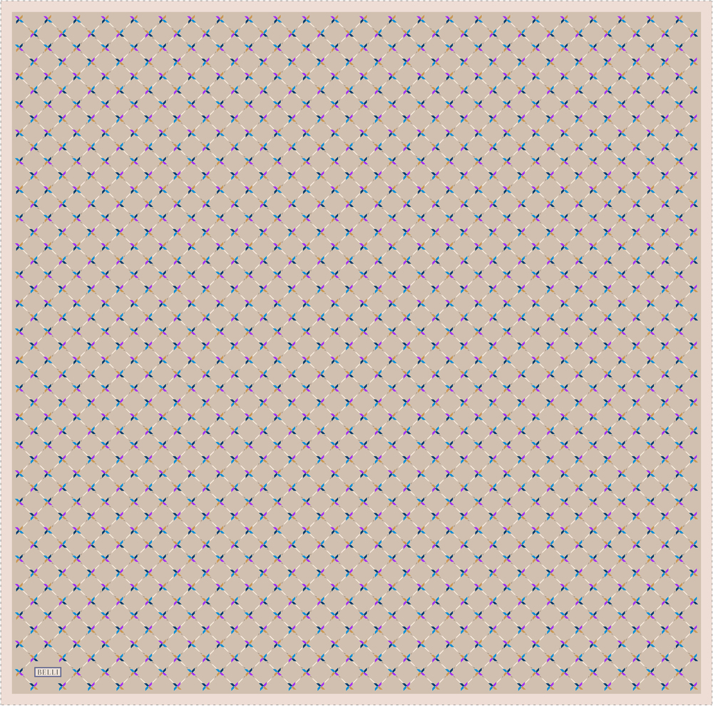Belli Twill İpek Eşarp - 4048-35 Bej