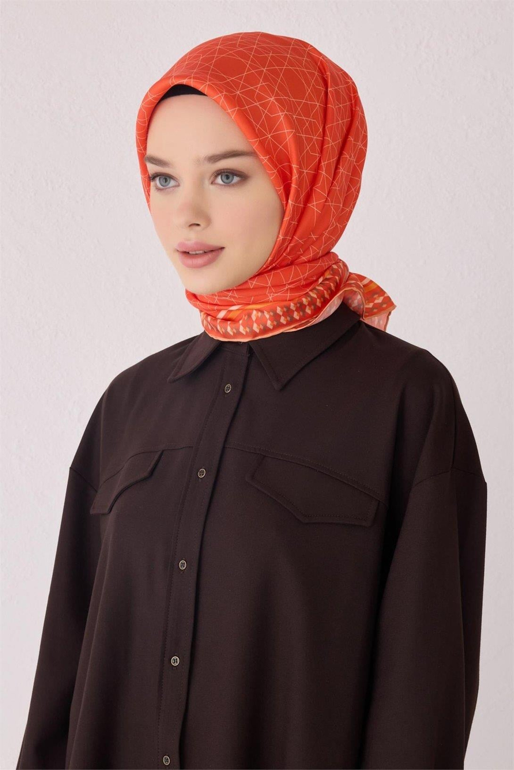 Belli İpek Eşarp - 4053-05 Turuncu Twill