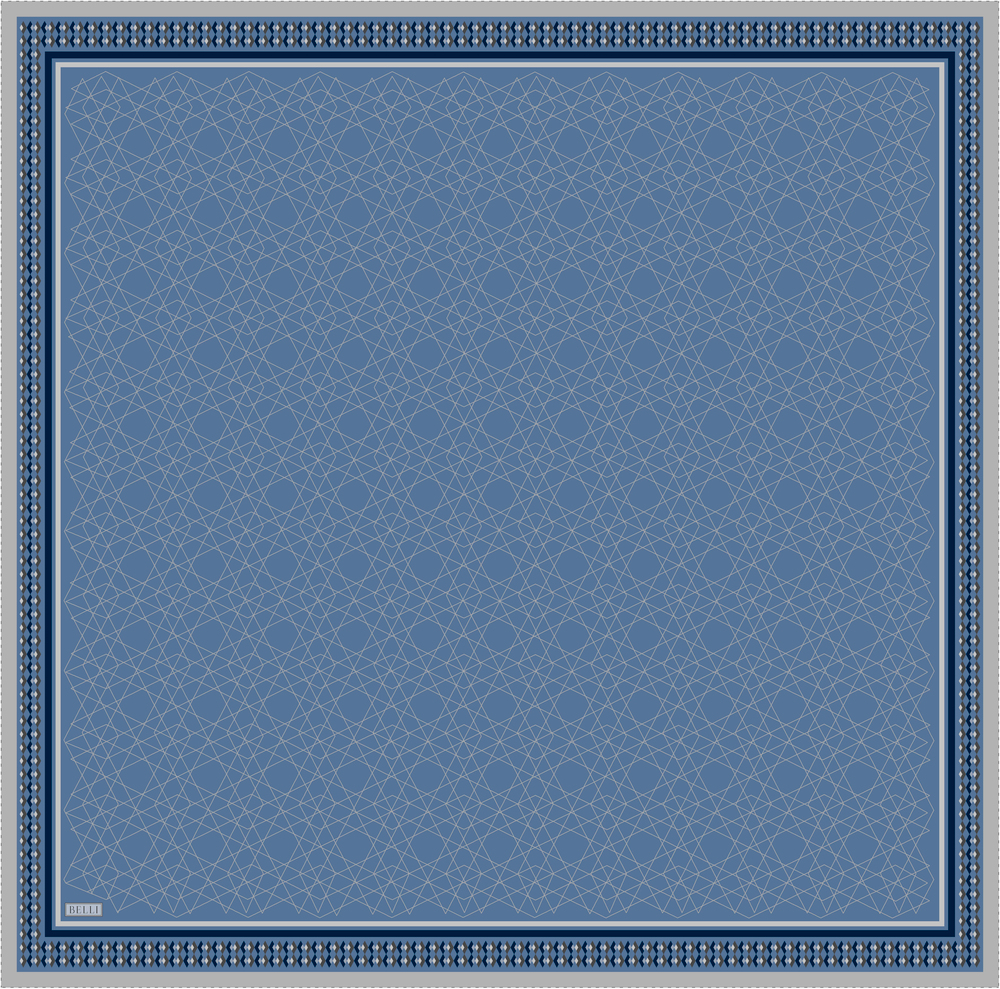 Belli Twill İpek Eşarp - 4053-80 Kot Mavi